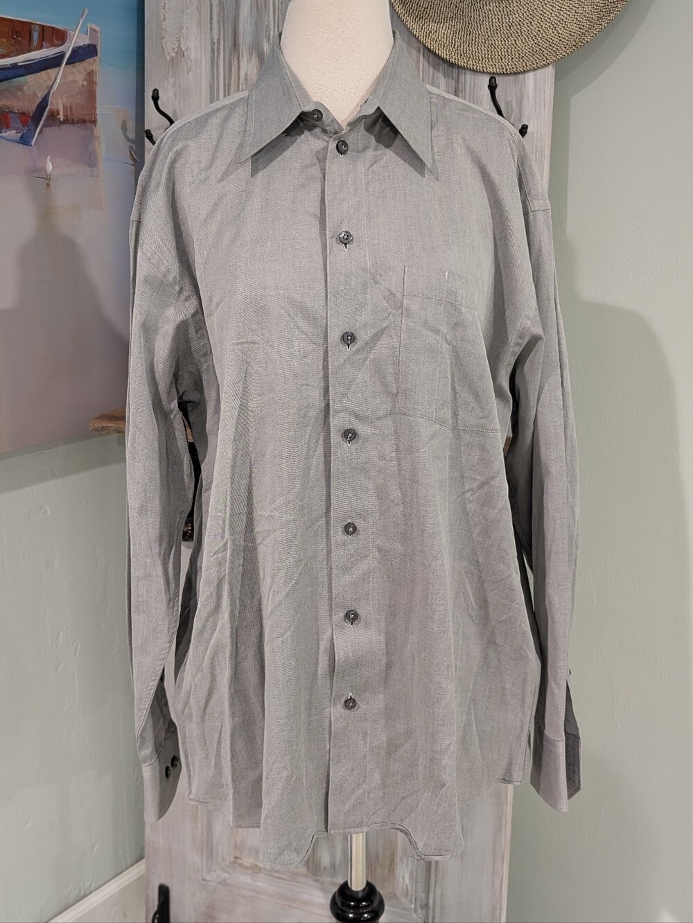 Kenneth Cole Collection Classic Men's Light Gray Button-Down Shirt